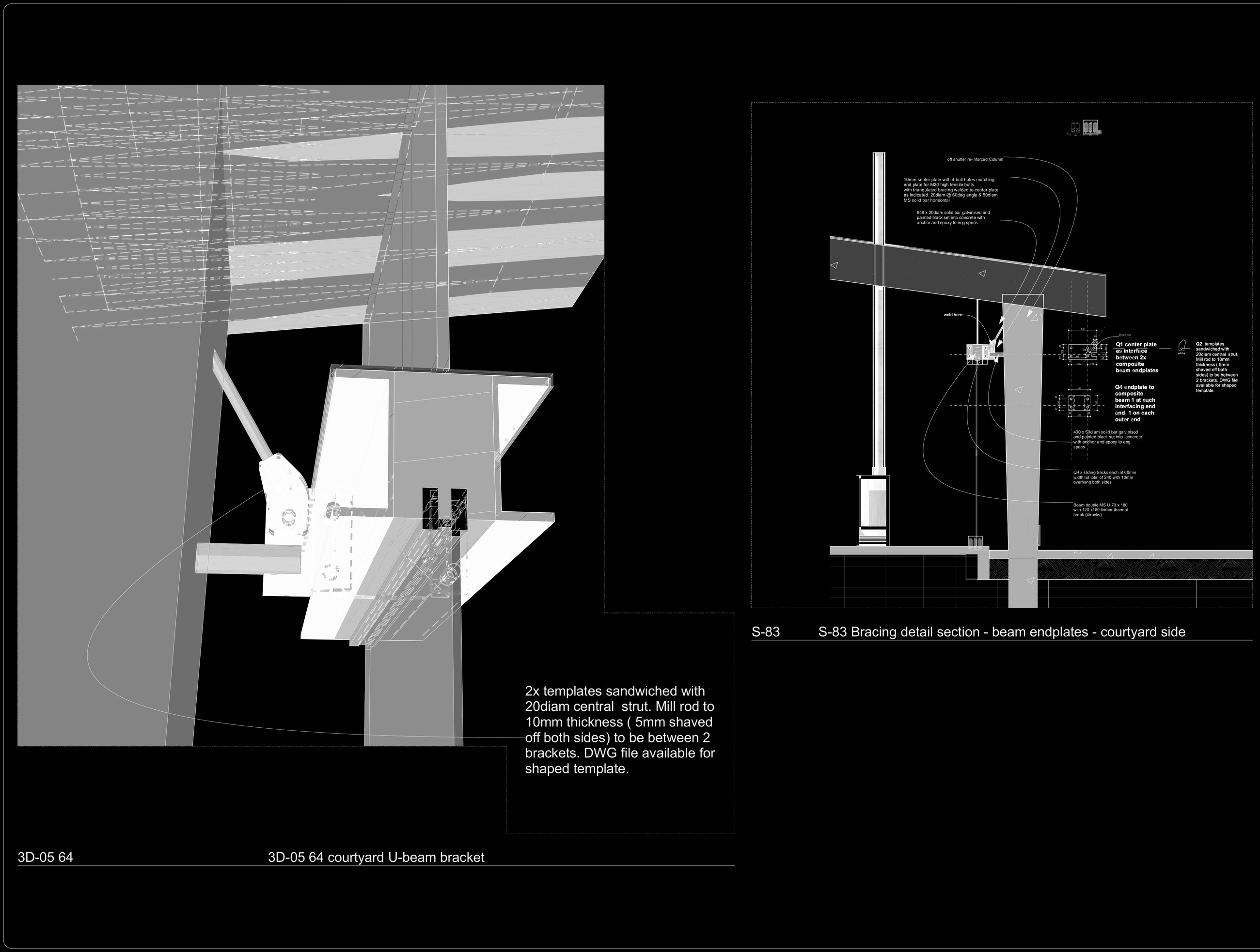 House Yzerfontein — column head and tension rod detail